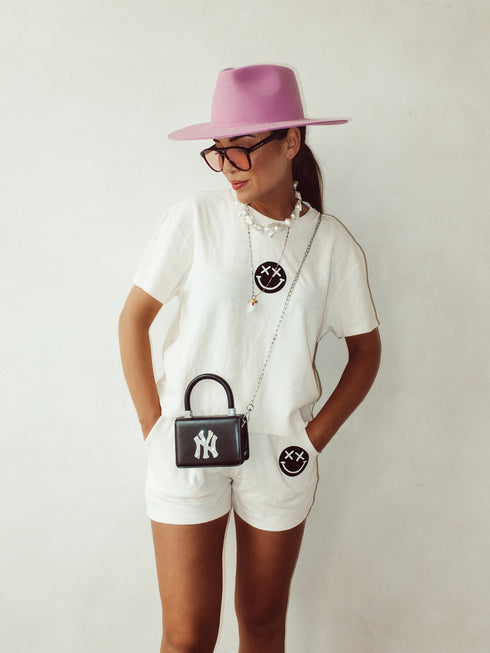 Set Badstof Smiley Black Velvet | NOTE: Levertijd 5-7 werkdagen
